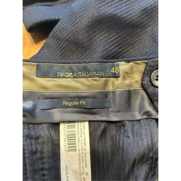 PIAZZA ITALIA Men’s Blue Trouser Dress Pants Slacks Regular Fit Size 48